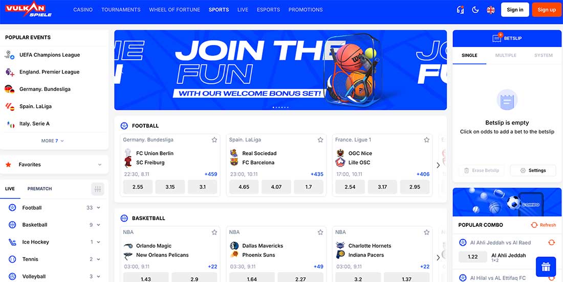 Vulkan Spiele Sports Betting